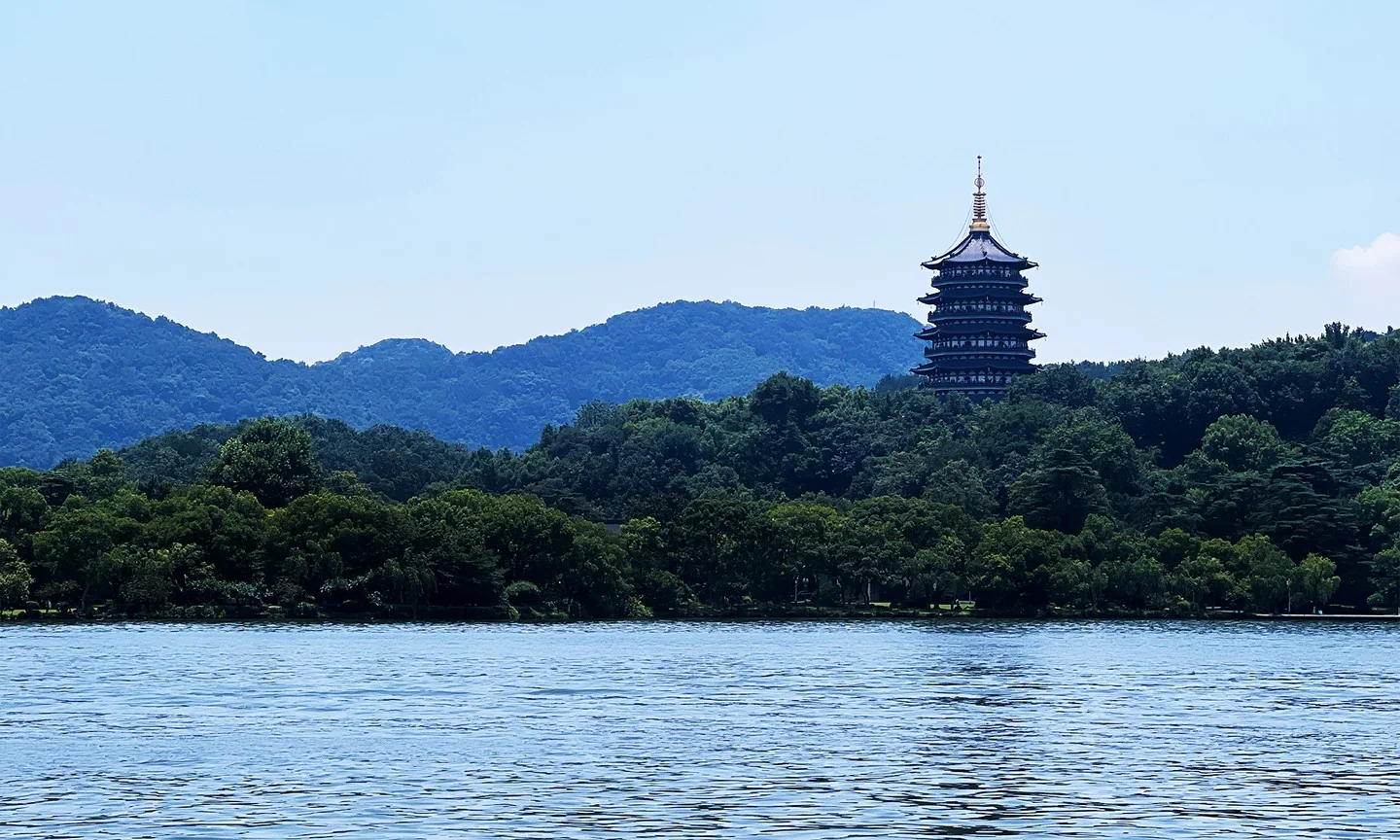 One of the pagodas overlooking West Lake in Hangzhou.