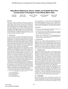Deep Motion Masking for Secure, Usable, and Scalable Real-Time Anonymization of Ecological Virtual Reality Motion Data thumbnail